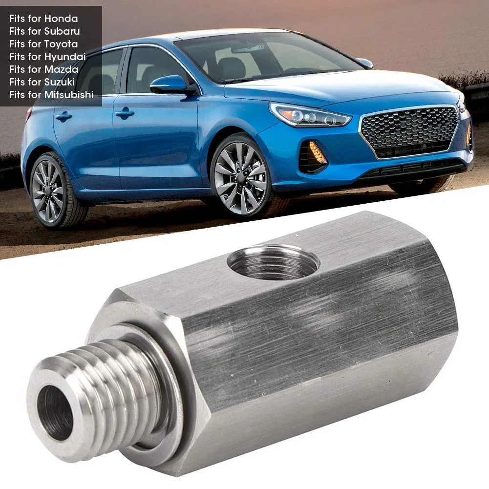 Adaptador de sensor de presión de aceite, M12x1.5 1/8 NPT Medidor de línea de alimentación de suministro turbo Sensor de presión de aceite Conector en T Accesorios de coche de acero inoxidable