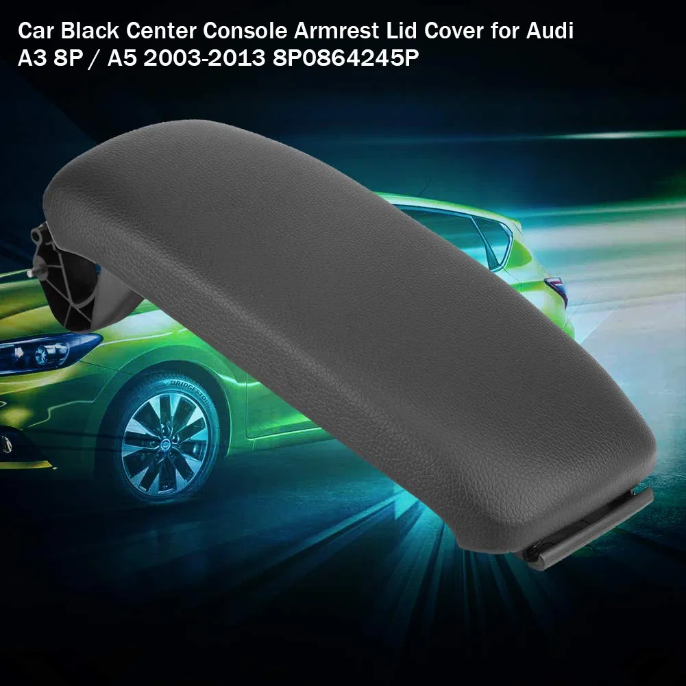 KIMISS Funda para reposabrazos de consola en cuero negro, compatible A3 8P / 2003-2013, ref. 8P0864245P