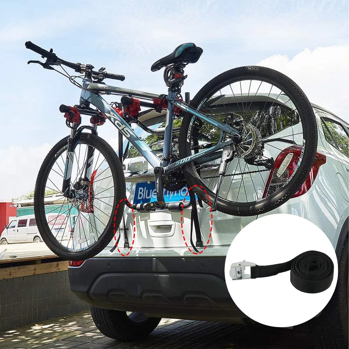 Correas de Amarre,Correas de Carga rápidas,Negro Resistente Tensión Cinturón Soporte Abajo,para asegurar mercancías o Equipaje en Camiones, Kayaks, Motocicletas 25mm * 4m 2 Piezas Tokaneit