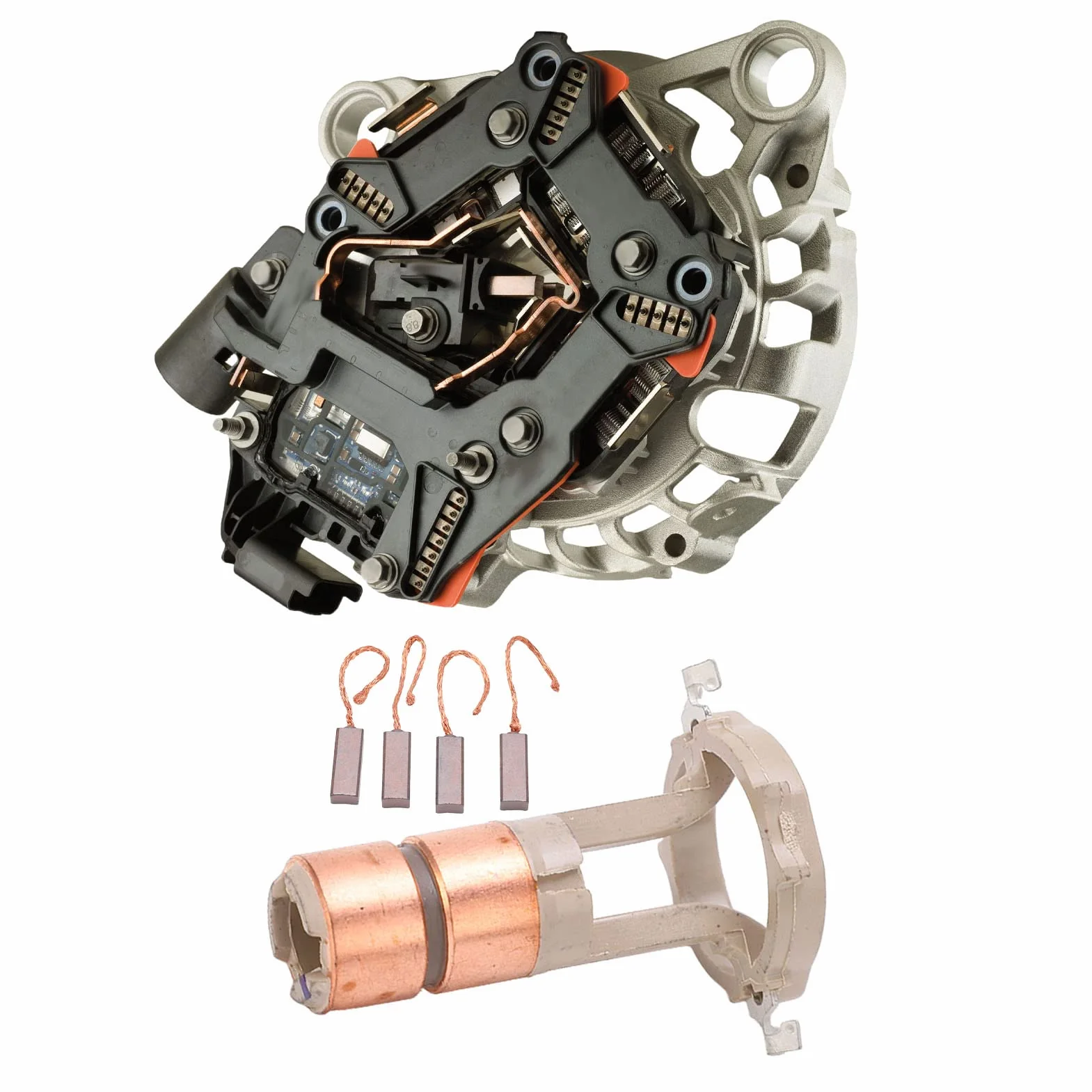 OUKENS Juego de cepillos de anillo colector de alternador, kit de reparación de generador 230090 reemplazo para Valeo