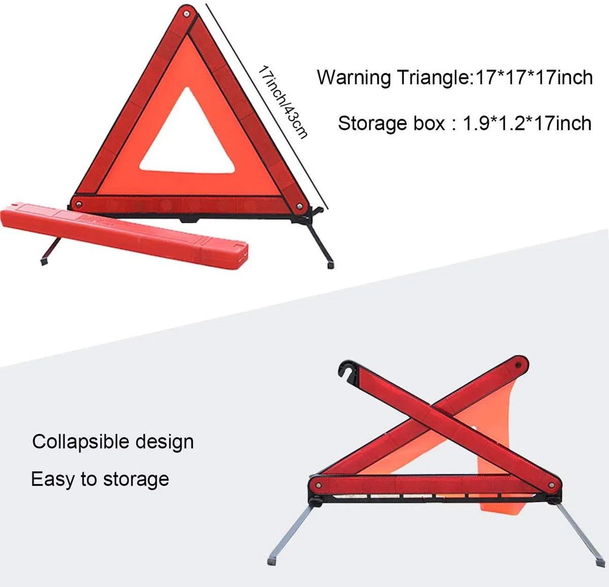 Triángulo Reflectante de Advertencia para Coche,Paquete de 2 triángulos de Advertencia automáticos, para emergencias y averías