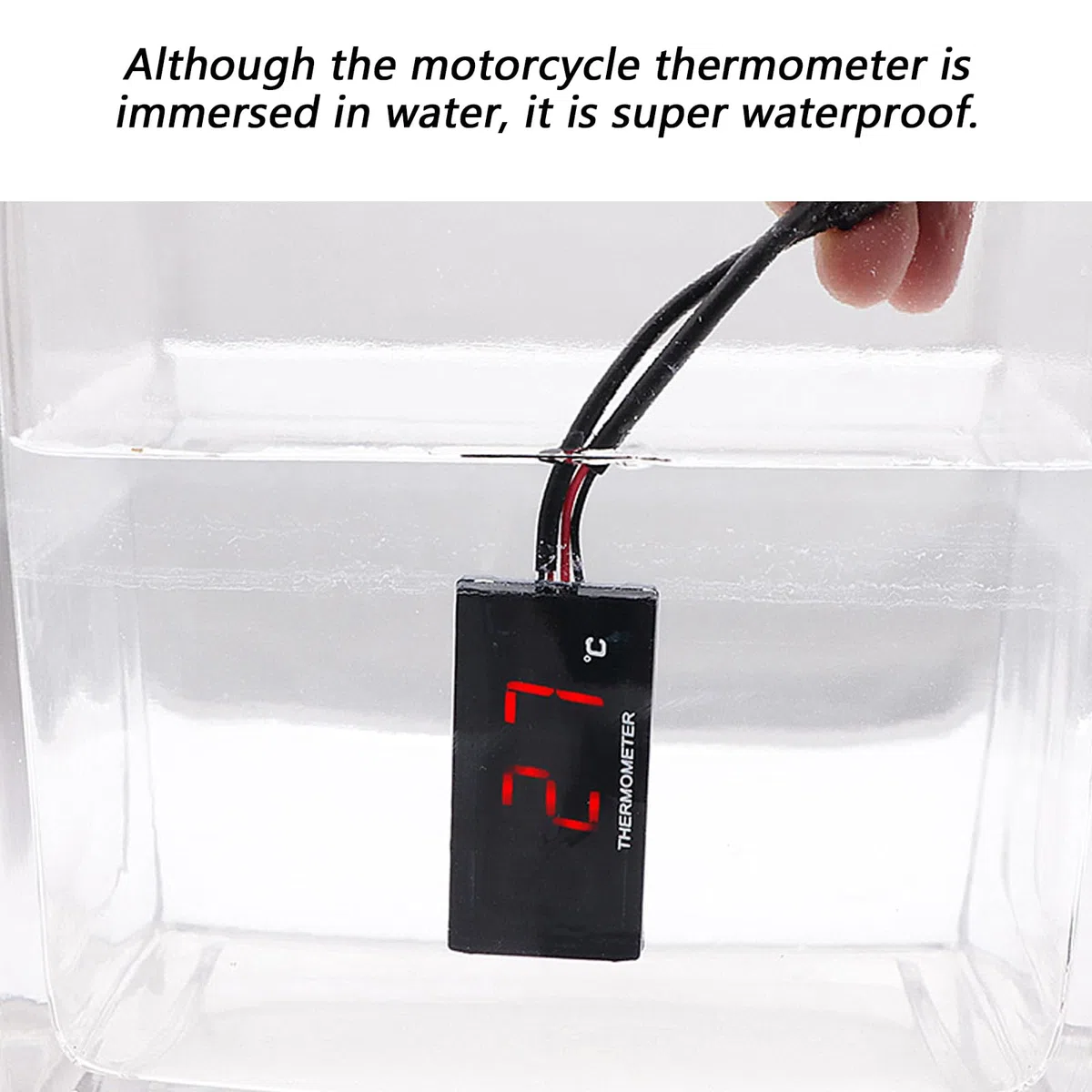 Instrumentos de termómetro de motocicleta universal pantalla digital sensor de temperatura con sonda de metal temperatura del agua más adaptador de sensor de medidor (22mm)
