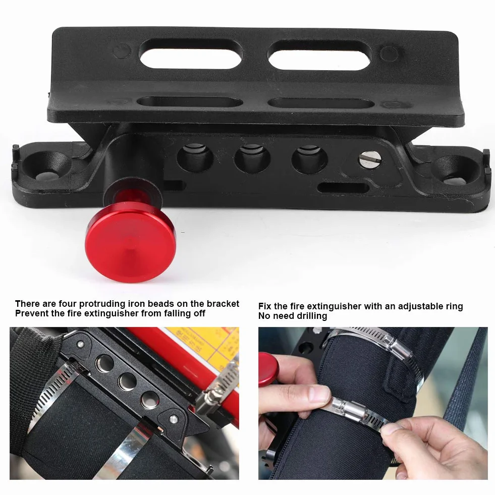 Práctico extintor de aluminio para montaje en nailon fiable para coche(red) ,Modificación del automóvil/modernización