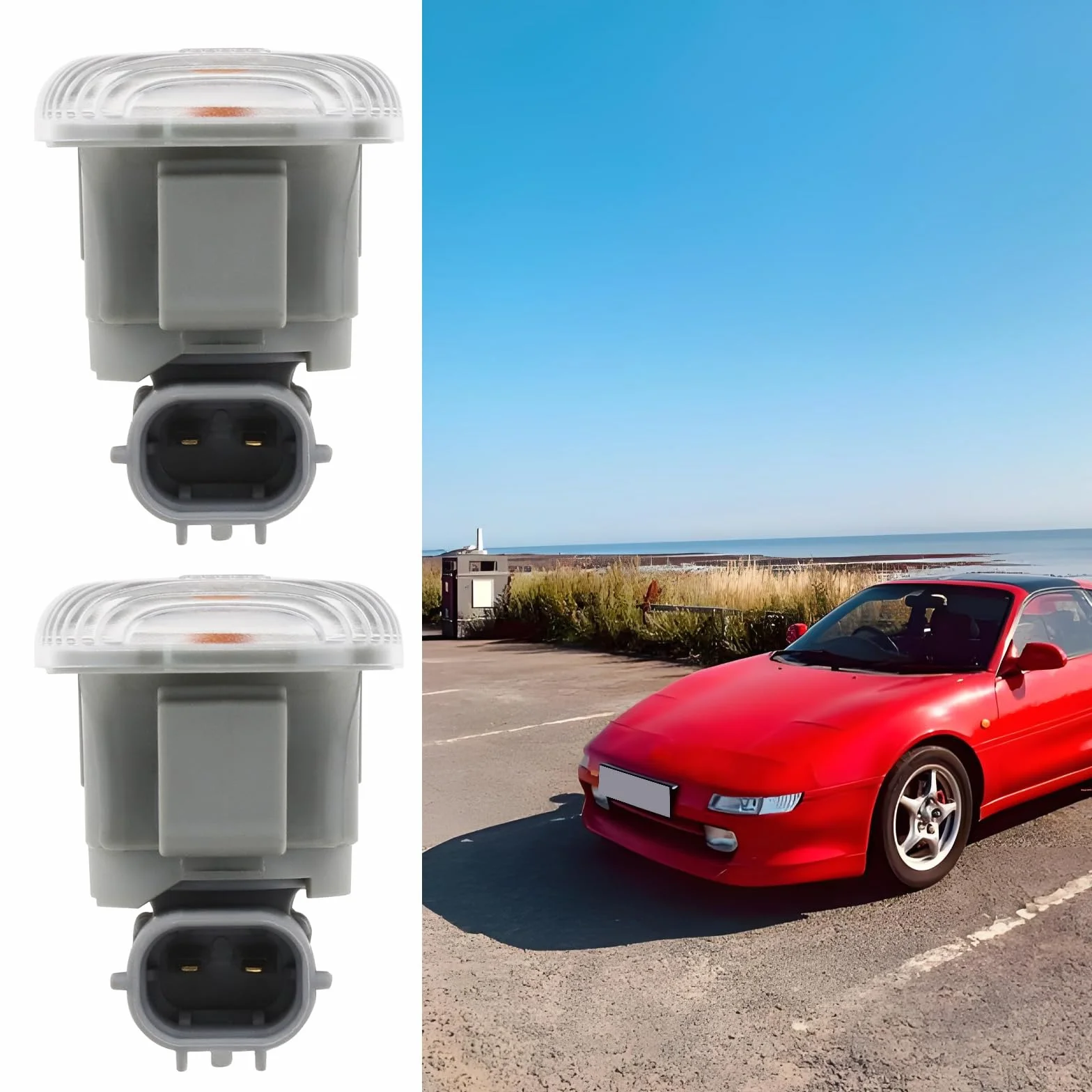 EMSea 2 piezas de luz indicadora lateral delantera compatible con TOYOTA COROLLA AVENSIS MR2 OE 81730-02022 81730-02023 81730-20220 56.1x35.8x46.4mm luz de coche