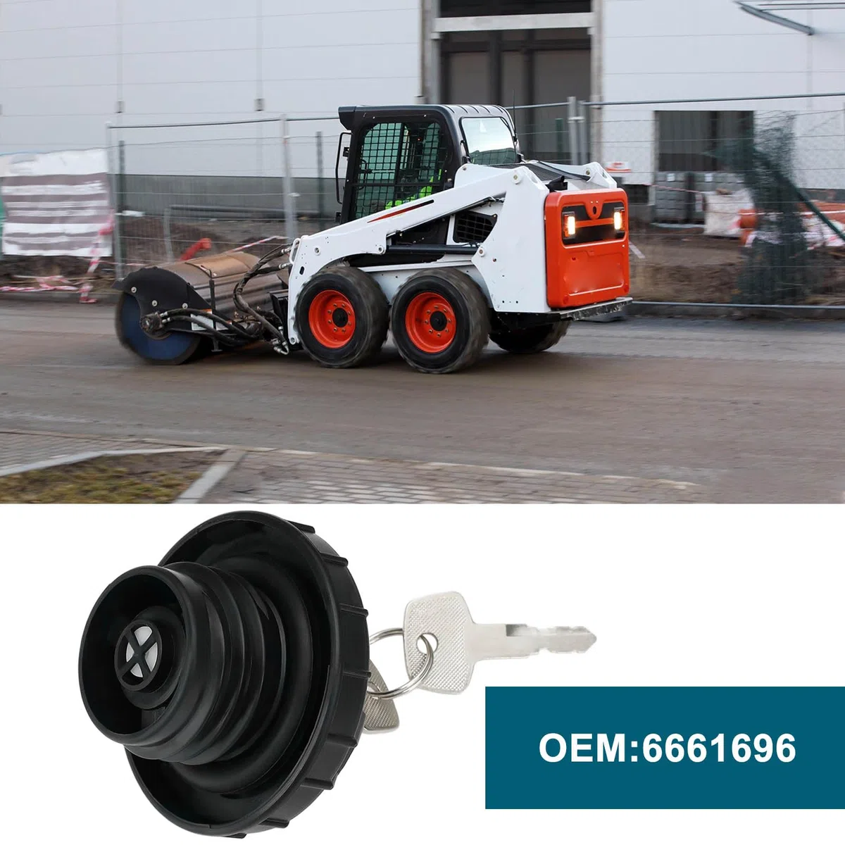 1 Juego de Tapa de Combustible con Llave Repuesto 6661696 Compatible con Bobcat Cargadoras 751 753 763 773 853 863 873 883 Color Negro