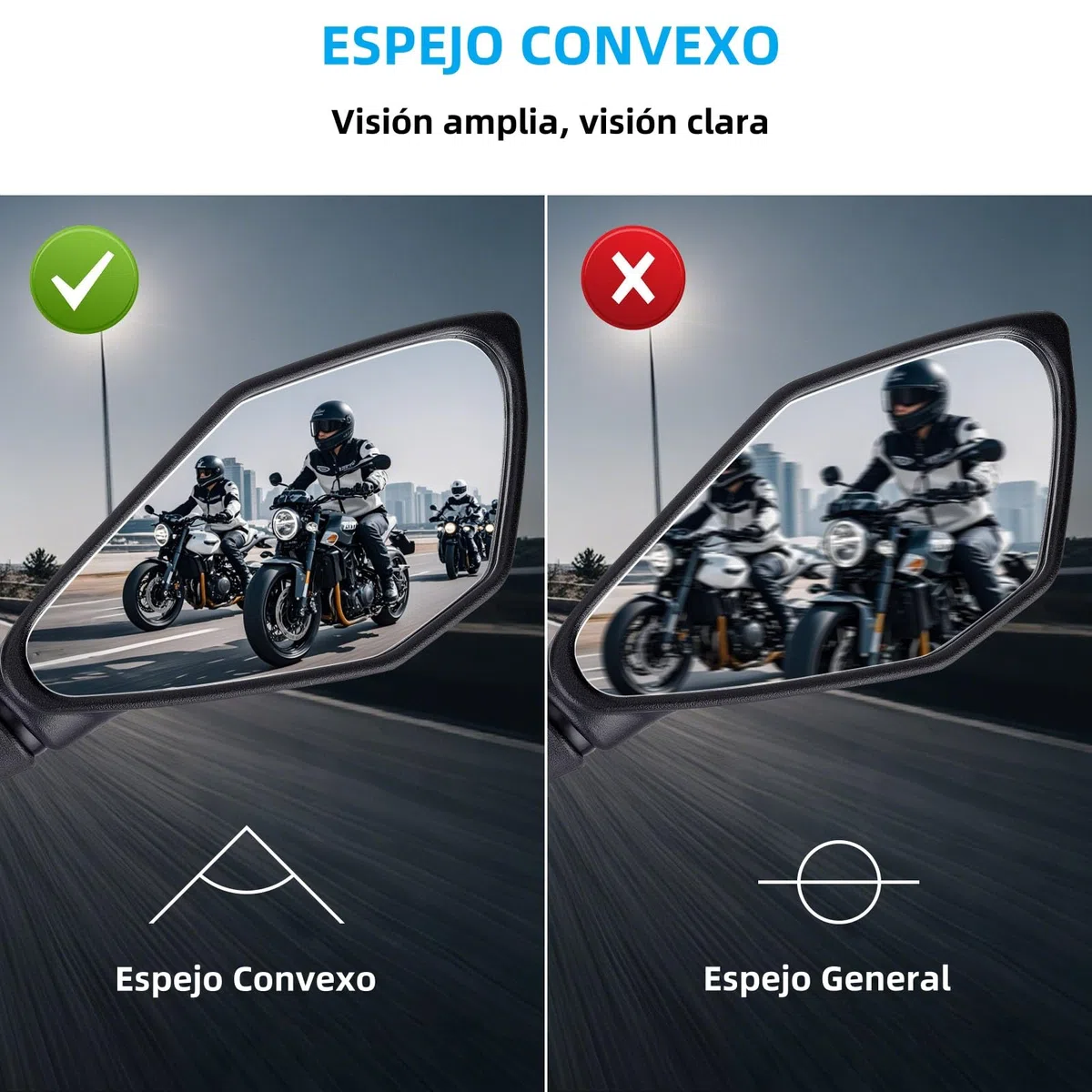 Espejos Retrovisores Moto Homologados E57, 1 Par Espejos Moto Laterales Rotación, EspejosMoto M10 para Scooter ATV Moped Motocicletas Roller