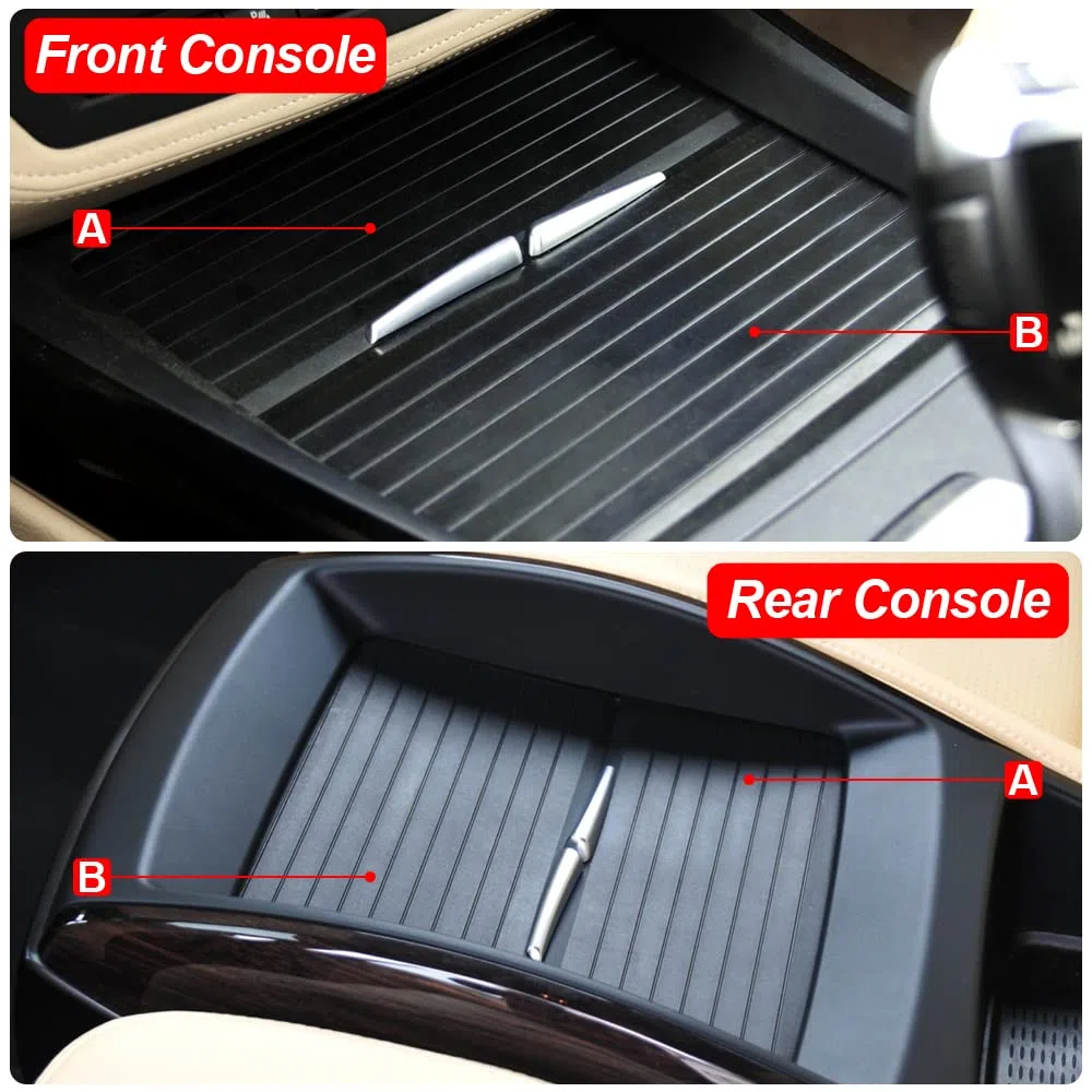 Coche Centro de la Consola Portavasos Cubierta Deslizante Roller Persianas Caja de Almacenamiento Cremallera Deslizante Cubierta Compatible con B-MW X5 E70 X6 E71 E72 07-14-B Sección