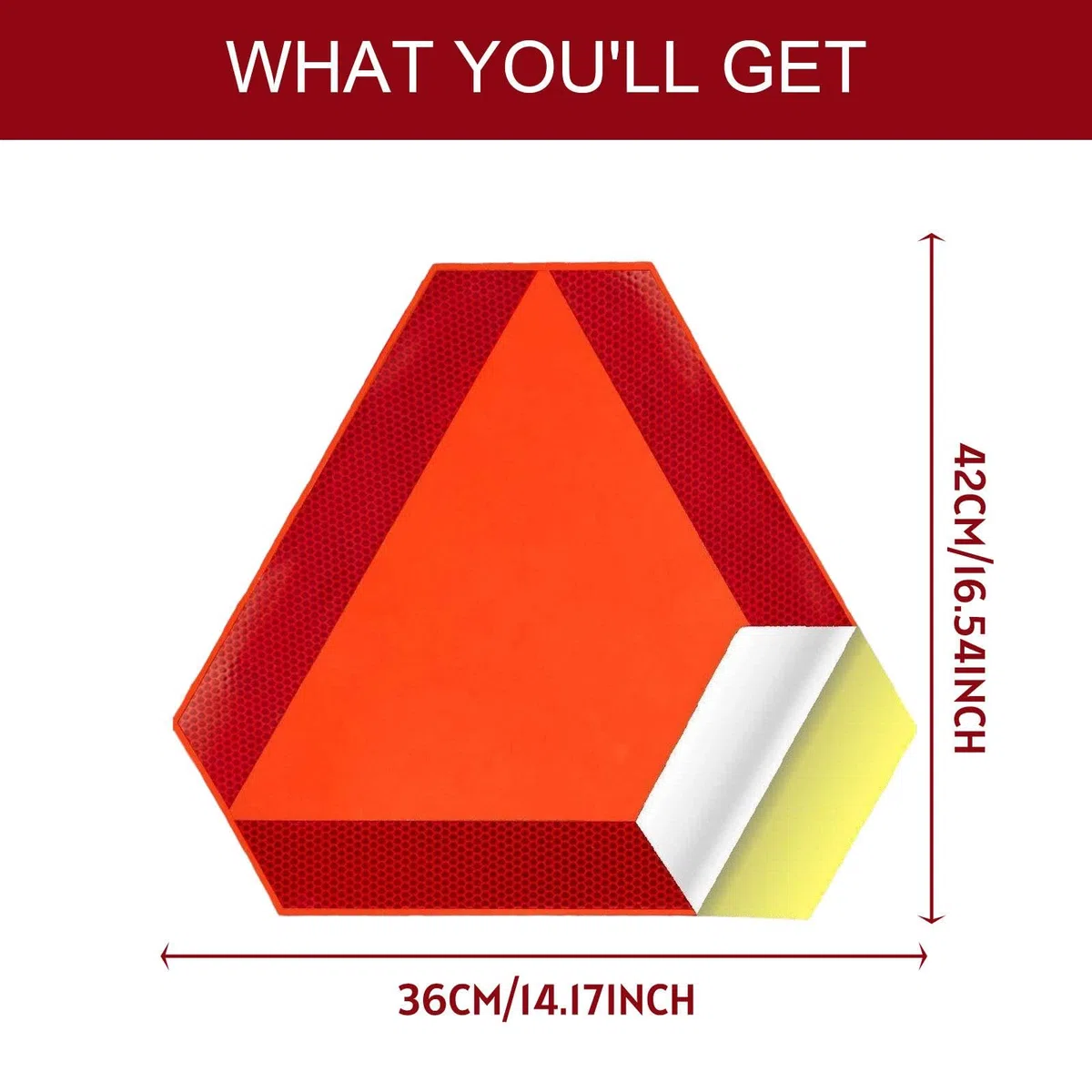 Harilla Señal de vehículo de movimiento, señal triangular, reflector, accesorios para carrito, calcomanía de PVC para maquinaria agrícola