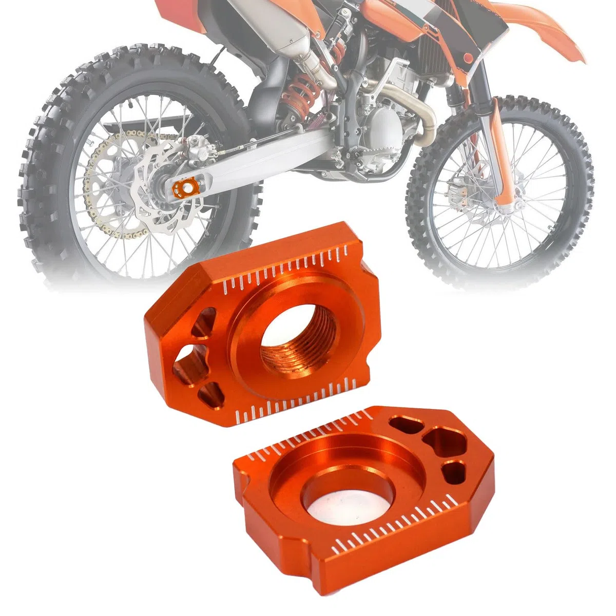 Tensor de cadena de bloque de eje trasero CNC para moto de cross 125-450 SX SXF XC XCF EXF 2013-2024 Dirt Pit Bike naranja