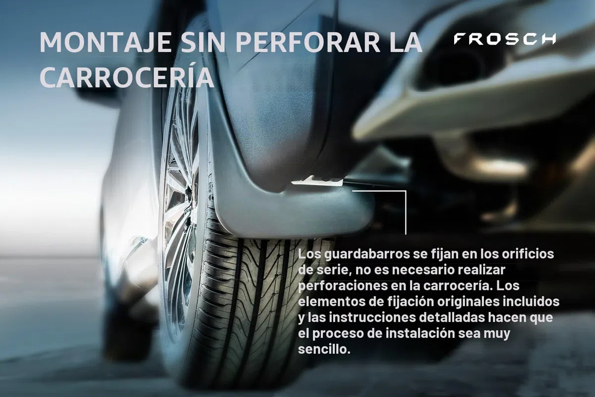 FROSCH EXP.SGFJK001 FROSCH Guardabarros de coche a Medida, aletas guardabarros, aletas de barro de coche, 2 piezas con kit de fijación delantero/trasero Negro
