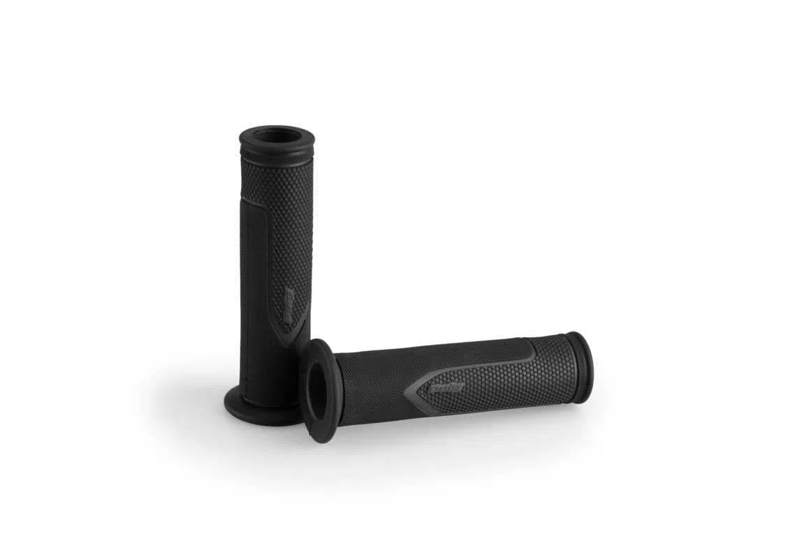 Puig 20796N Puños con inserción de Aluminio anodizado y Goma Antideslizante Que Mejora Agarre Control y Confort en conducción, Negro