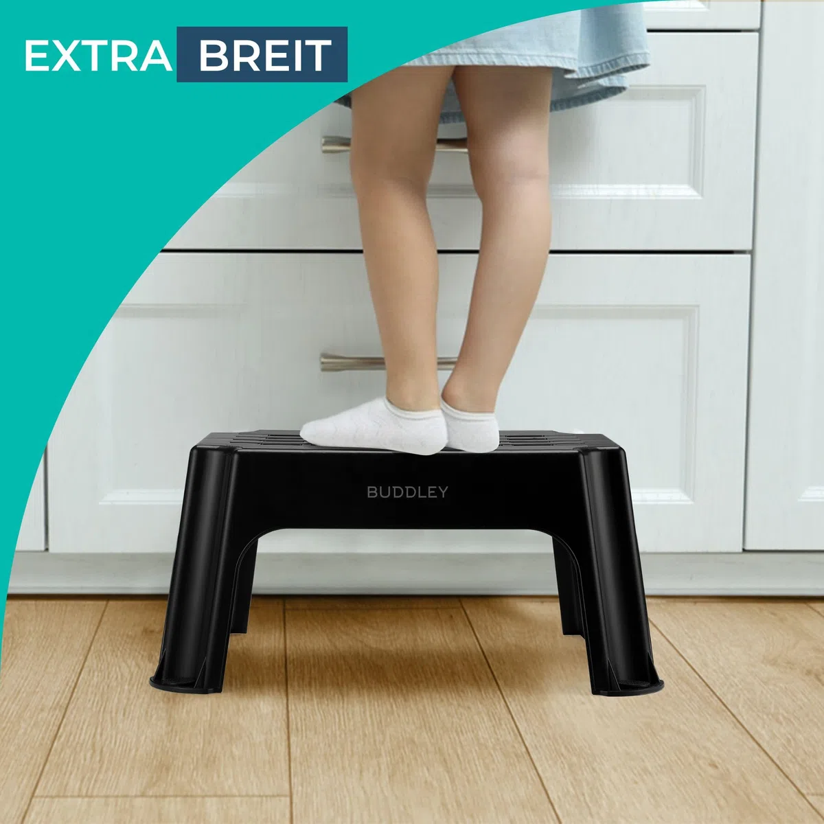 BUDDLEY Step Step (XL) – Taburete – Escalón para adultos – Niños – Escalón plegable – Baño – Camping – Caravana – Peso de 150 kg – Extra estable – Extra Grande