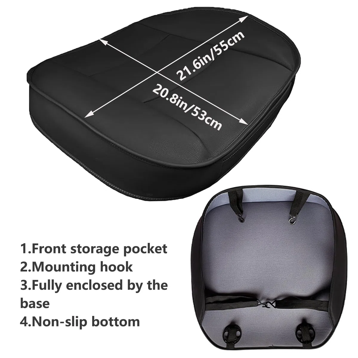 Cojines de Asiento de Coche, Funda de Asiento de Coche Universal, Fundas de Asiento de Coche de Cuero PU, Protector de Asiento Delantero de Trabajo para la Mayoría de Vehículos, Negro