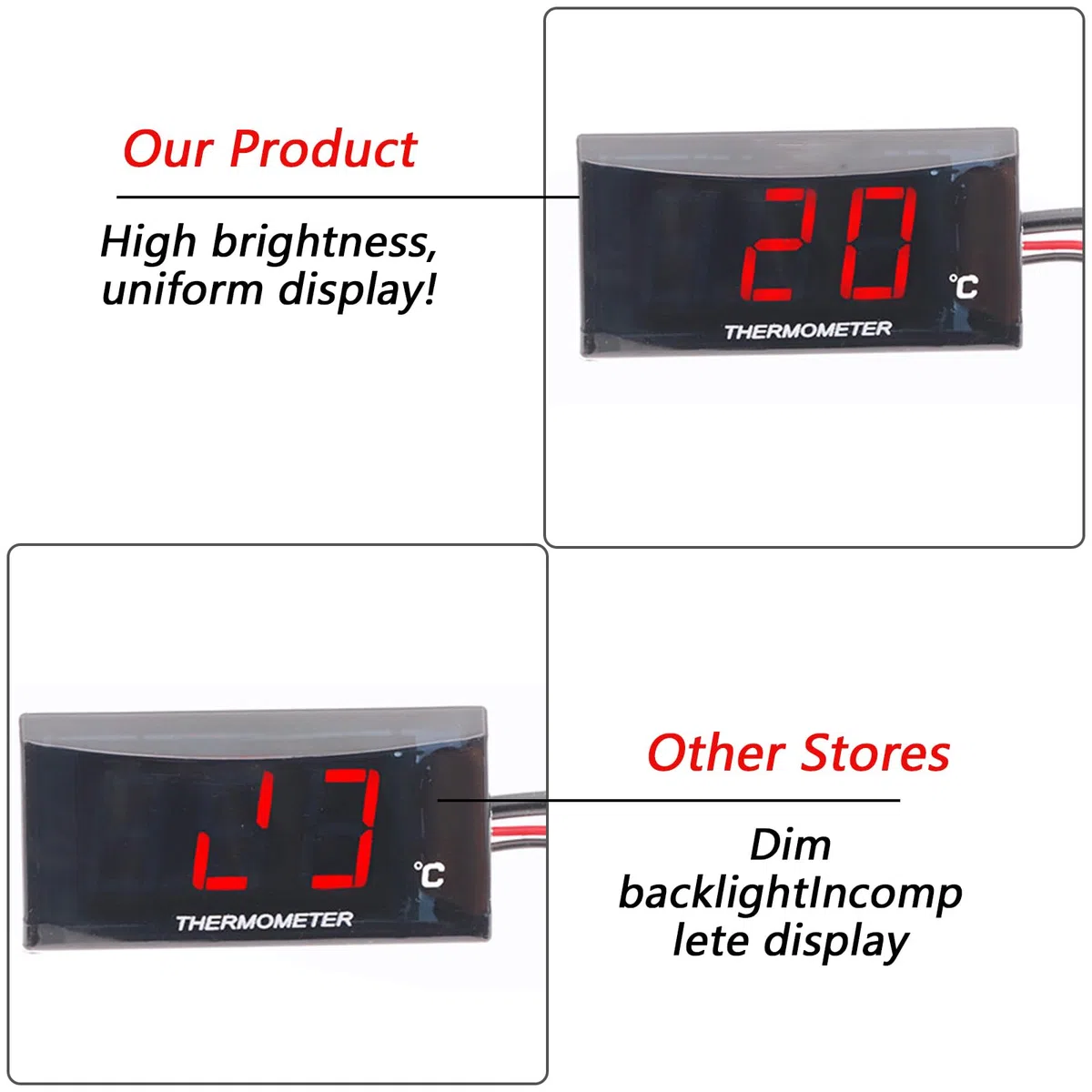 Instrumentos de termómetro de motocicleta universal pantalla digital sensor de temperatura con sonda de metal temperatura del agua más adaptador de sensor de medidor (22mm)