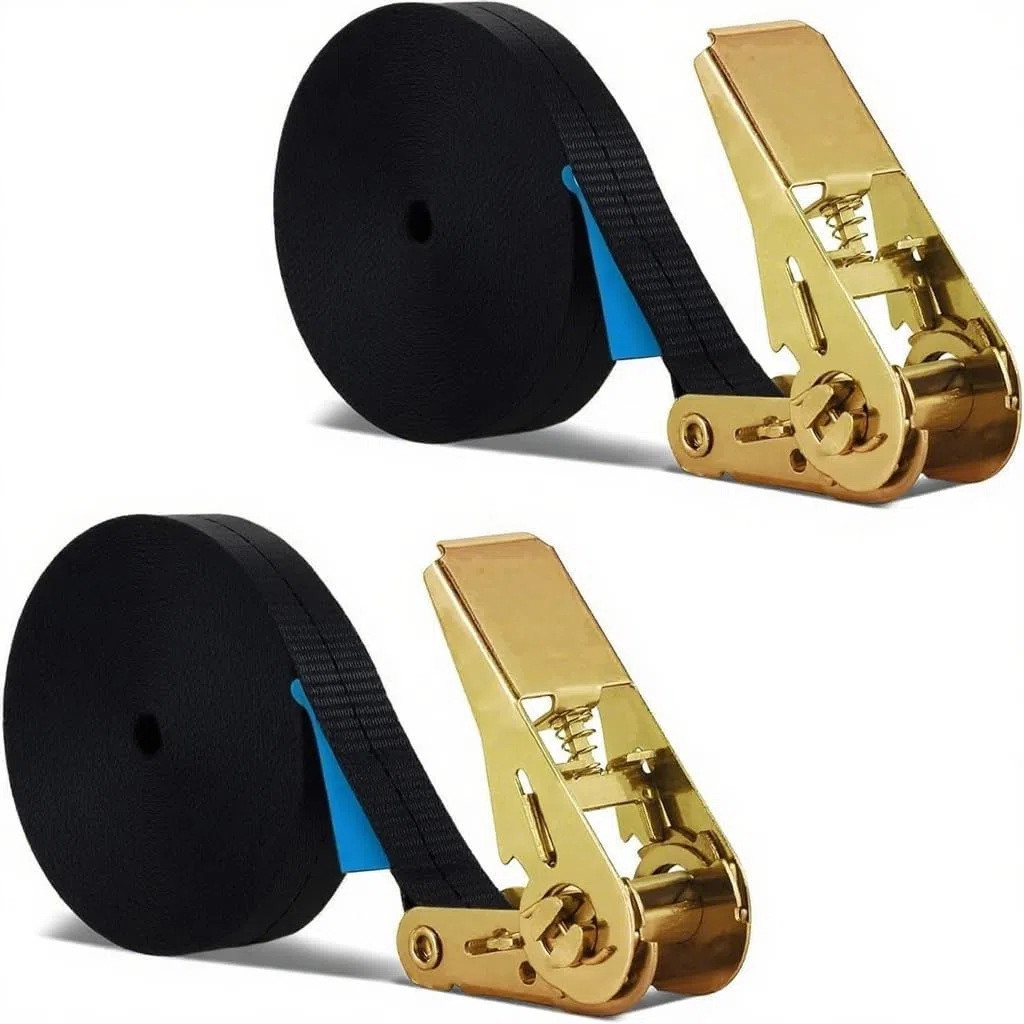 2Pcs 10M Ratchet Tensioner, BetterJonny Tie Down Straps with Ratchet with Pressure Tensioner Straps Load 1000 kg Strap for Ratchet Cargo Holding Strap for Motorcycles Cargo Trucks Trailers, Negro