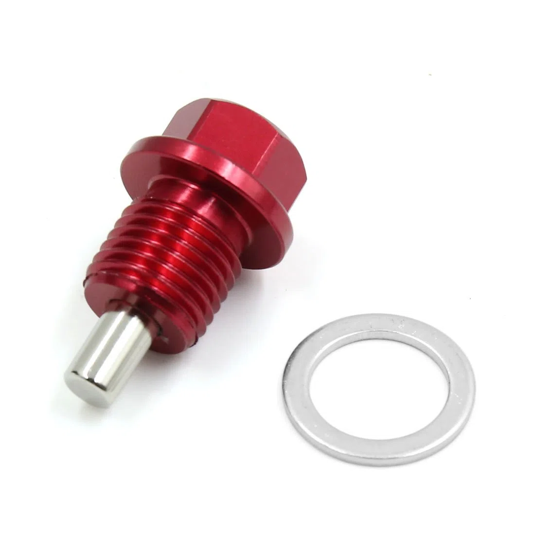 sourcing map M14 X 1,5 Aleación Rojo Tornillo Magnéctico para Drenaje de Carter de Aceite con Arandela para Motor de Coche