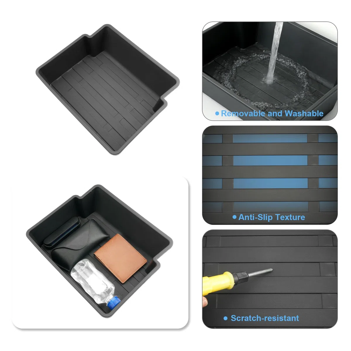 Compartimento de almacenamiento para debajo del asiento delantero compatible con W Golf 7 7.5 2013-2019, bandeja cajón, caja de almacenamiento, organizador contenedor (2