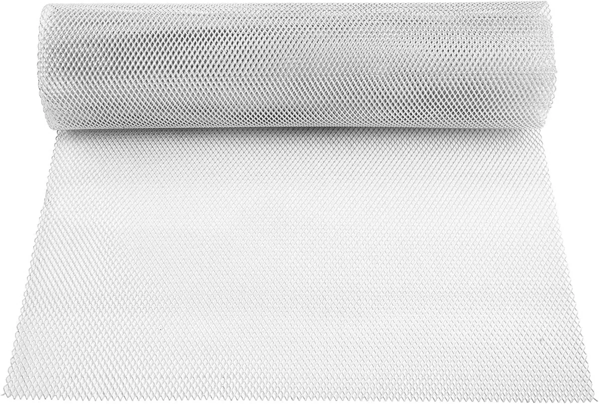 Rejilla de Coche de automóvil de 100 * 33 cm, Rejilla Central Universal Malla Rejilla de Aleación de Aluminio,forma de rombo de 3 x 6 mm + 2 ganchos para asiento (plata)