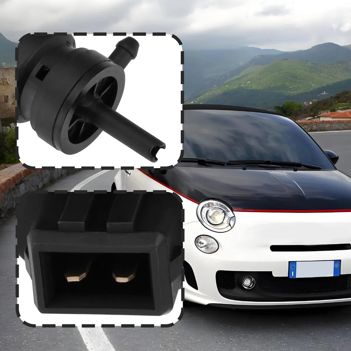 Bomba de agua de lavado de parabrisas compatible con Fiat 500C Doblo Ducato Fiorino Linea, OEM 1H5955651/71740987/1450184