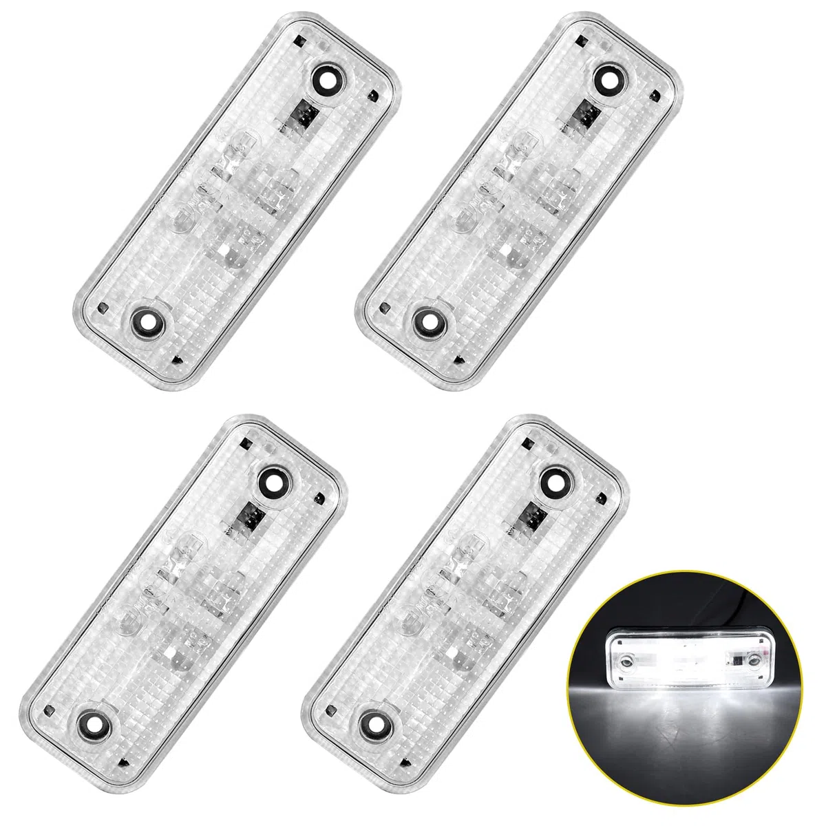 PROZOR 4 Pcs Luces Laterales Luces de Posición LED con Certificación E-mark 12/24V Luces de Advertencia Impermeable IP67 para Motos, Coches, Camiones-Blanco
