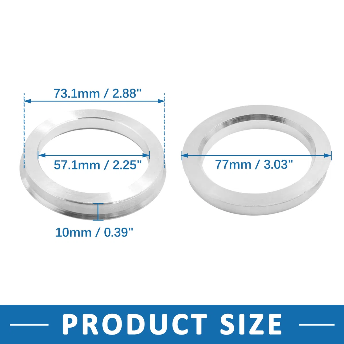A ABSOPRO Buje Céntrico Anillos 73,1 57,1mm Aluminio Aleación (Juego de 4)