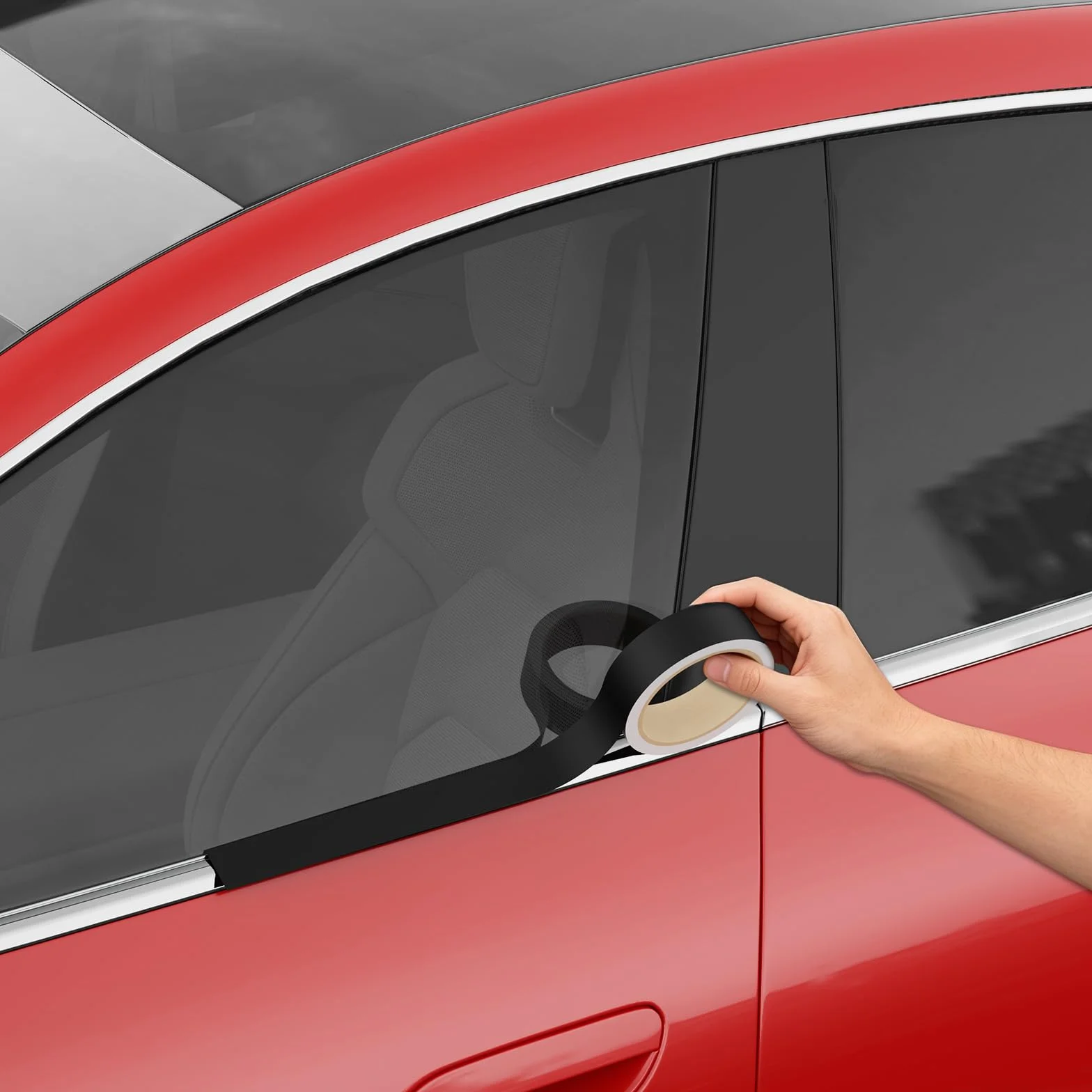 Vinilo para Coche, Película Cromada Negra Autoadhesiva con Liberación de Aire Sin Burbujas, Removible Sin Residuos, Kit de Instalación Incluido (Negro Mate, 10 cm × 9 m)