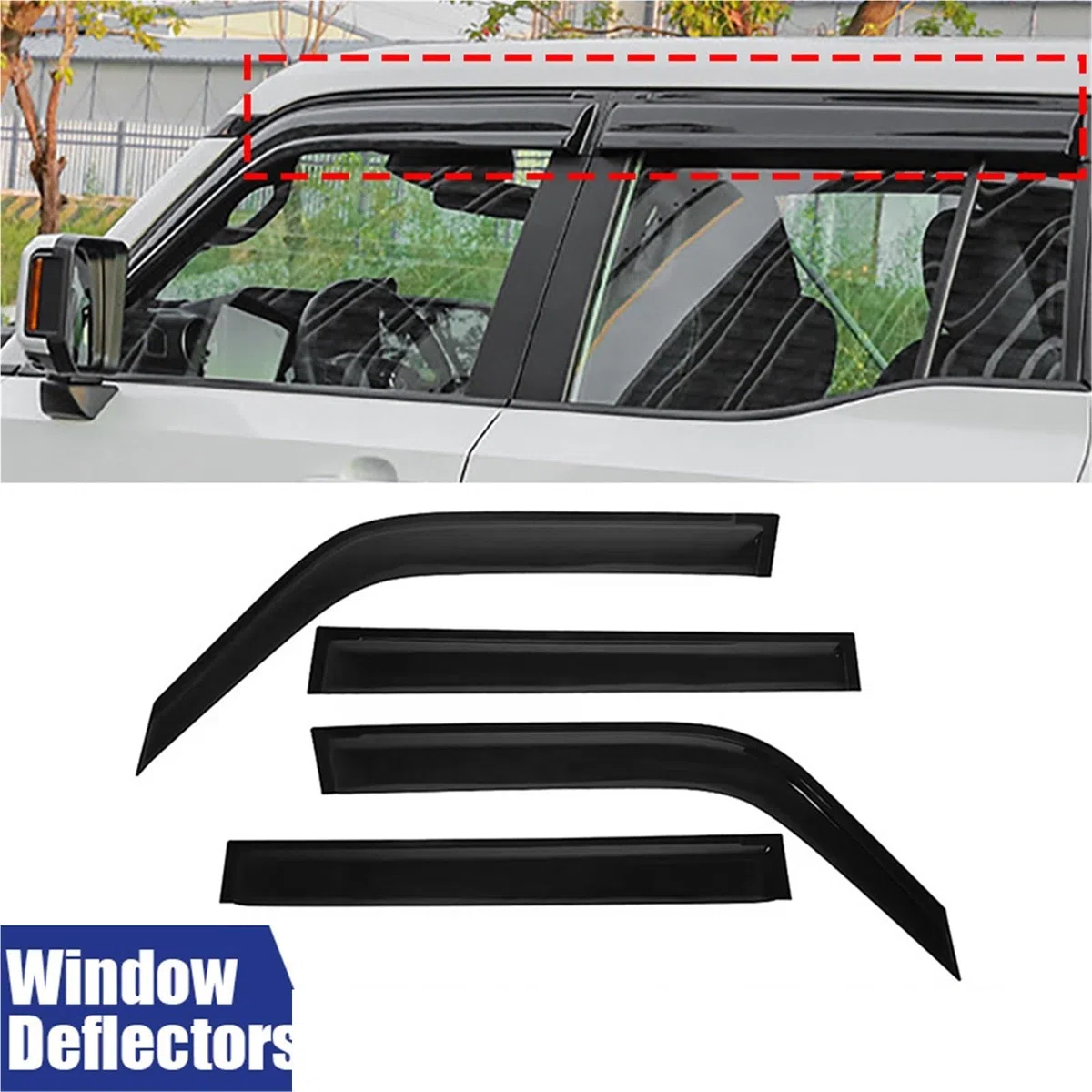 Deflector Viento ventanilla Accesorios para Coche, 4 Uds., Deflectores Ventana, Visera para El Clima, Tira Solar para Llia Y Viento para Cruiser 250 para Prado Lc250 2024 2025