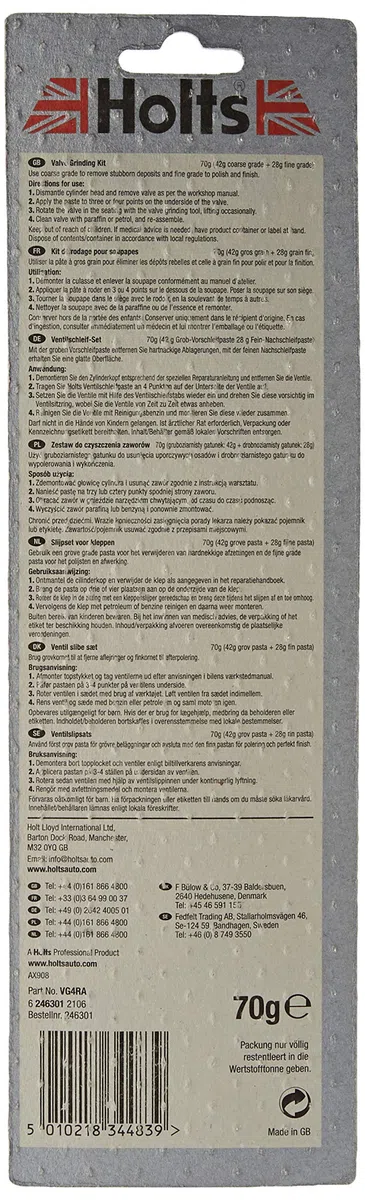 Holts VG4RA - Kit de Esmerilado para válvulas