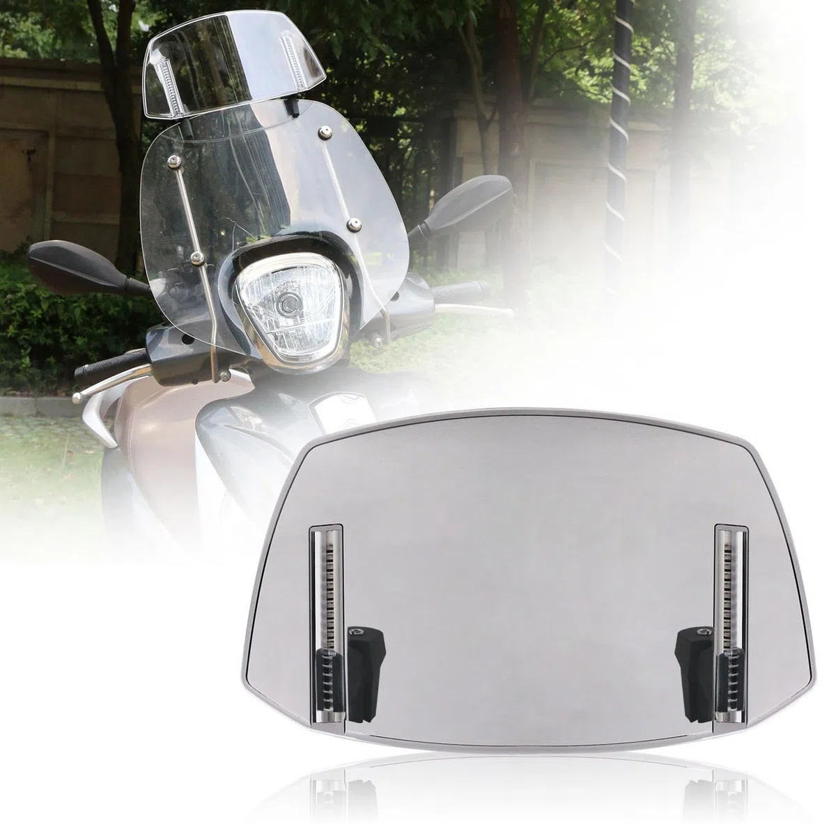 Parabrisas para motocicleta: protector de parabrisas, parabrisas delantero elevado de 300 g, de flujo de aire universal, protector contra la intemperie | Accesorio de modificación portátil para