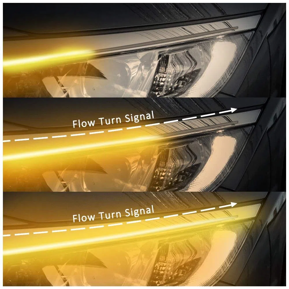 Luz de circulación LED, Tubo Suave ultradelgado de 60 cm para Coche, Tira de LED, luz de circulación Diurna, reemplazo de lámpara de señal súper Brillante