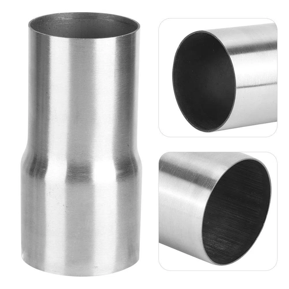 Qiilu Adaptador de Tubo de Escape, Adaptador de Tubo de Escape, Conector de Tubo de Escape Universal de Acero Inoxidable Adaptador de Tubo Reductor Pieza Modificada 57-63MM