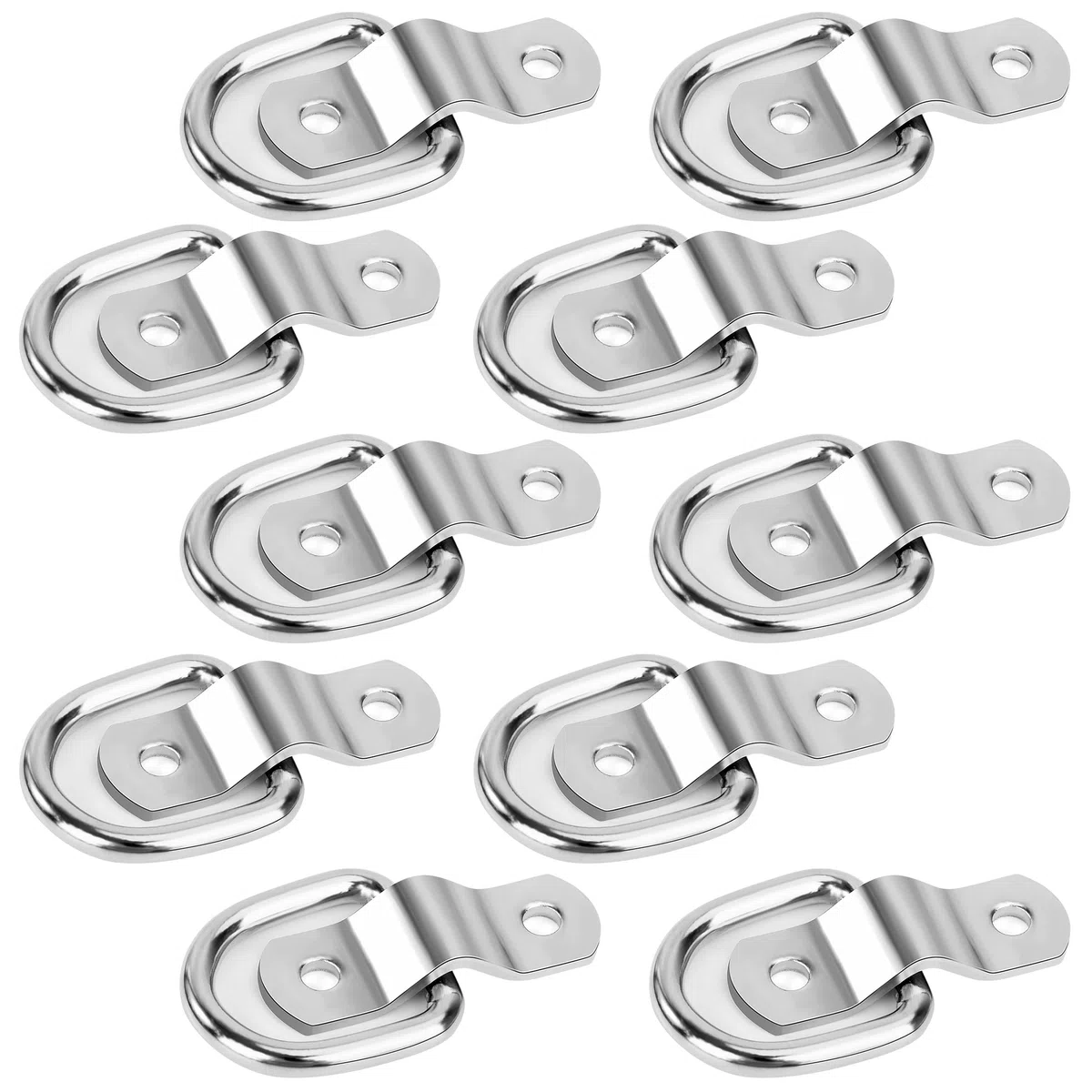 Anillos de Amarre INOX, 10 Piezas Gancho de Anillo D de Amarre, Anclajes de Amarre de Alta Resistencia, Montaje Anillas para Furgonetas, Cargas Remolques Flecht Lastwagen