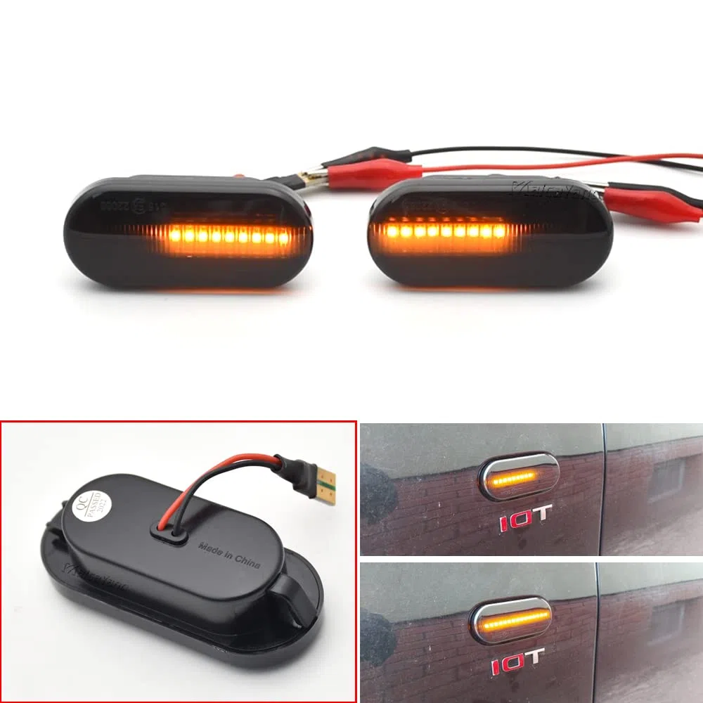 Luz intermitente lateral para Seat Ibiza Leon Córdoba Toledo para Bora Golf 3 4 Passat 3BG Polo Focus Fiesta C-Max, Negro