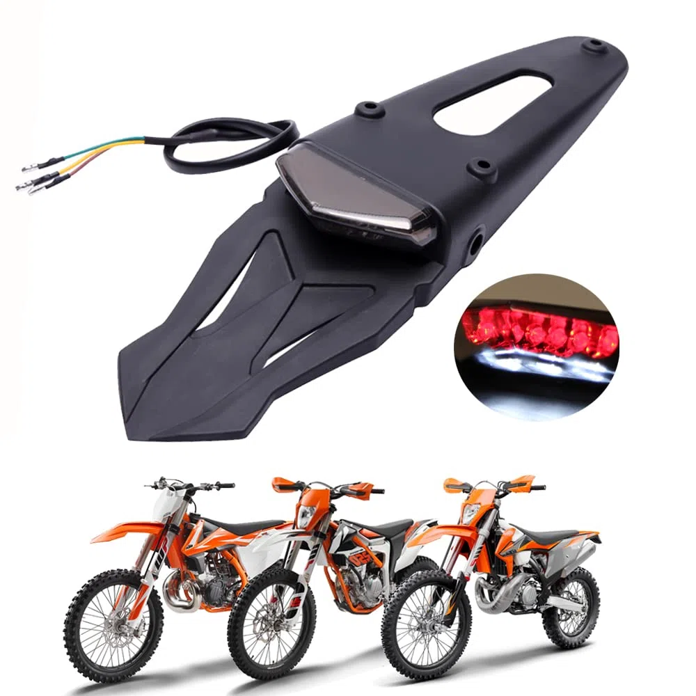 DREAMIZER Motocicleta LED Luz trasera Luz de freno Guardabarros trasero con soporte Luz para Todoterreno SMR 690 CR EXC WRF 250 450 125SX XR DRZ KLX KMX WR125
