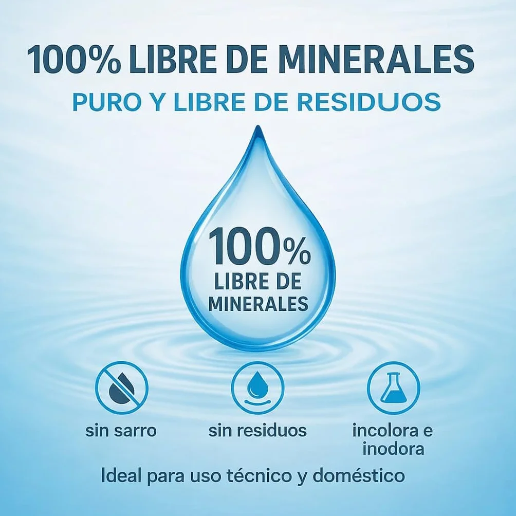 GiDeli Agua desmineralizada 5L agua destilada para planchas, baterías, radiadores, humidificadores, acuarios y laboratorios agua sin cal, inodoro, transparente