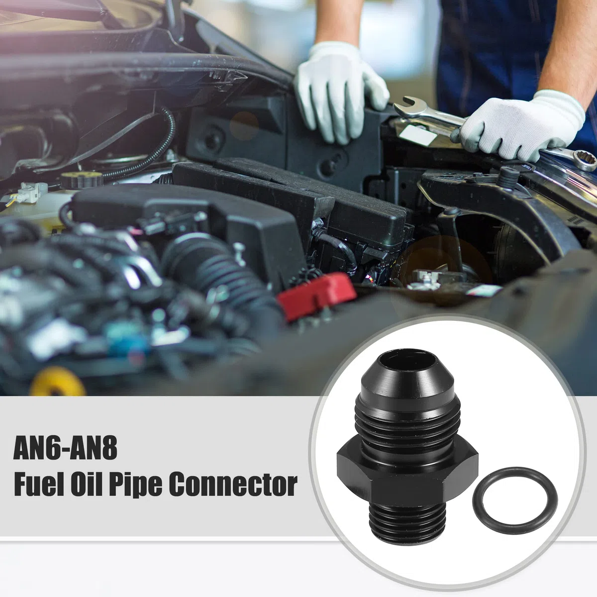 A ABSOPRO AN6 a AN8 Combustible Raíl Adaptador Conector Racor Negro - 4 Uds