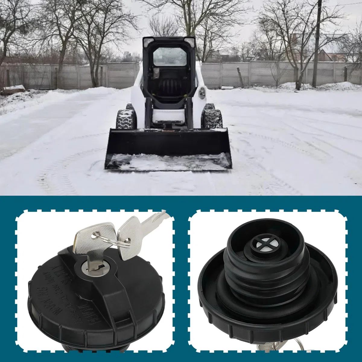 1 Juego de Tapa de Combustible con Llave Repuesto 6661696 Compatible con Bobcat Cargadoras 751 753 763 773 853 863 873 883 Color Negro