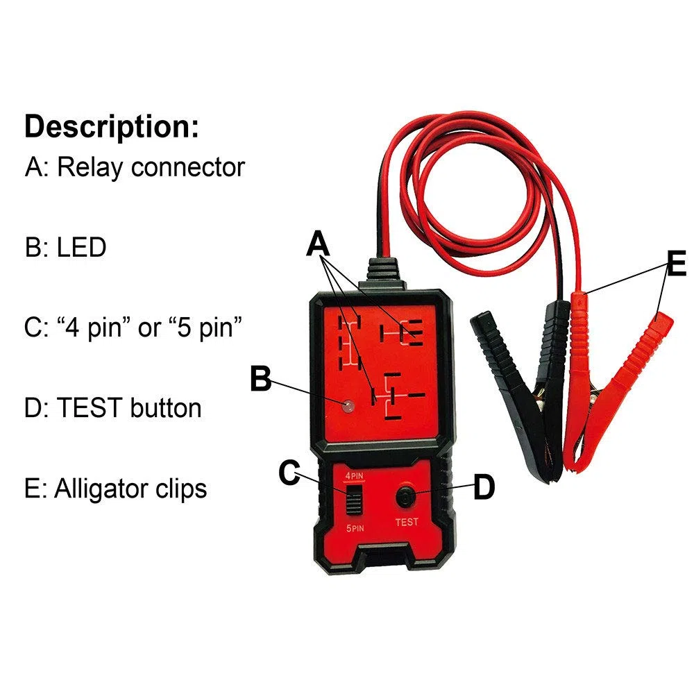 Probador de relé automotriz de 12 V de batería de coche y comprobador de alternador probador con clips de relé electrónico herramienta de diagnóstico