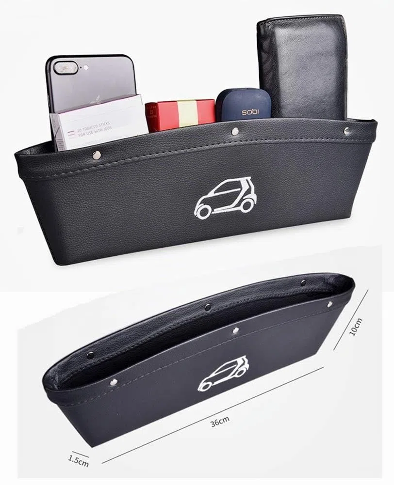 Consola Central Caja De Almacenamiento Smart 453 Fortwo/Forfour 2015-2019, Bolsa De Almacenamiento, Cuero PU (Negro)