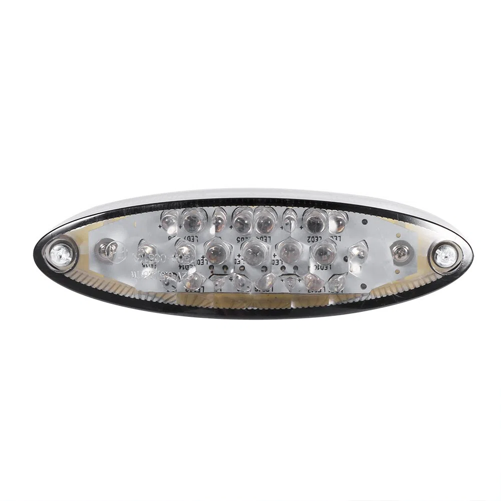 Keenso Luz trasera universal de 12 V para moto - Luz de freno 28 LED - Luz de freno ahumado - Luz trasera LED roja para moto Cruiser bicicleta ATV