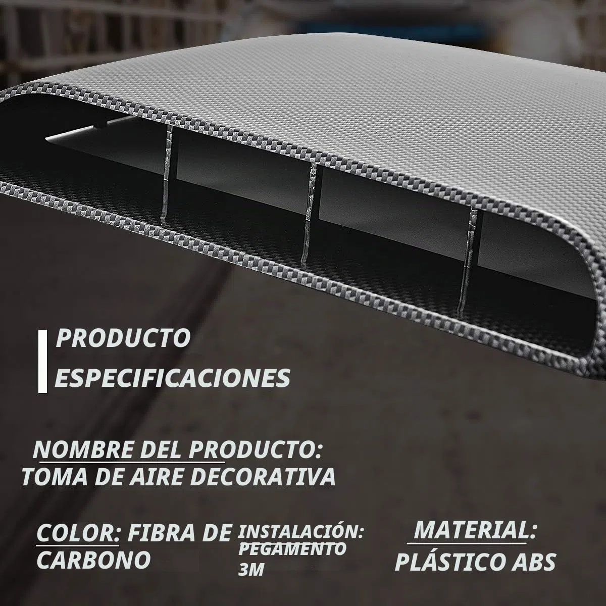 KATUR - Toma de aire decorativa para el capó del coche, ajuste universal