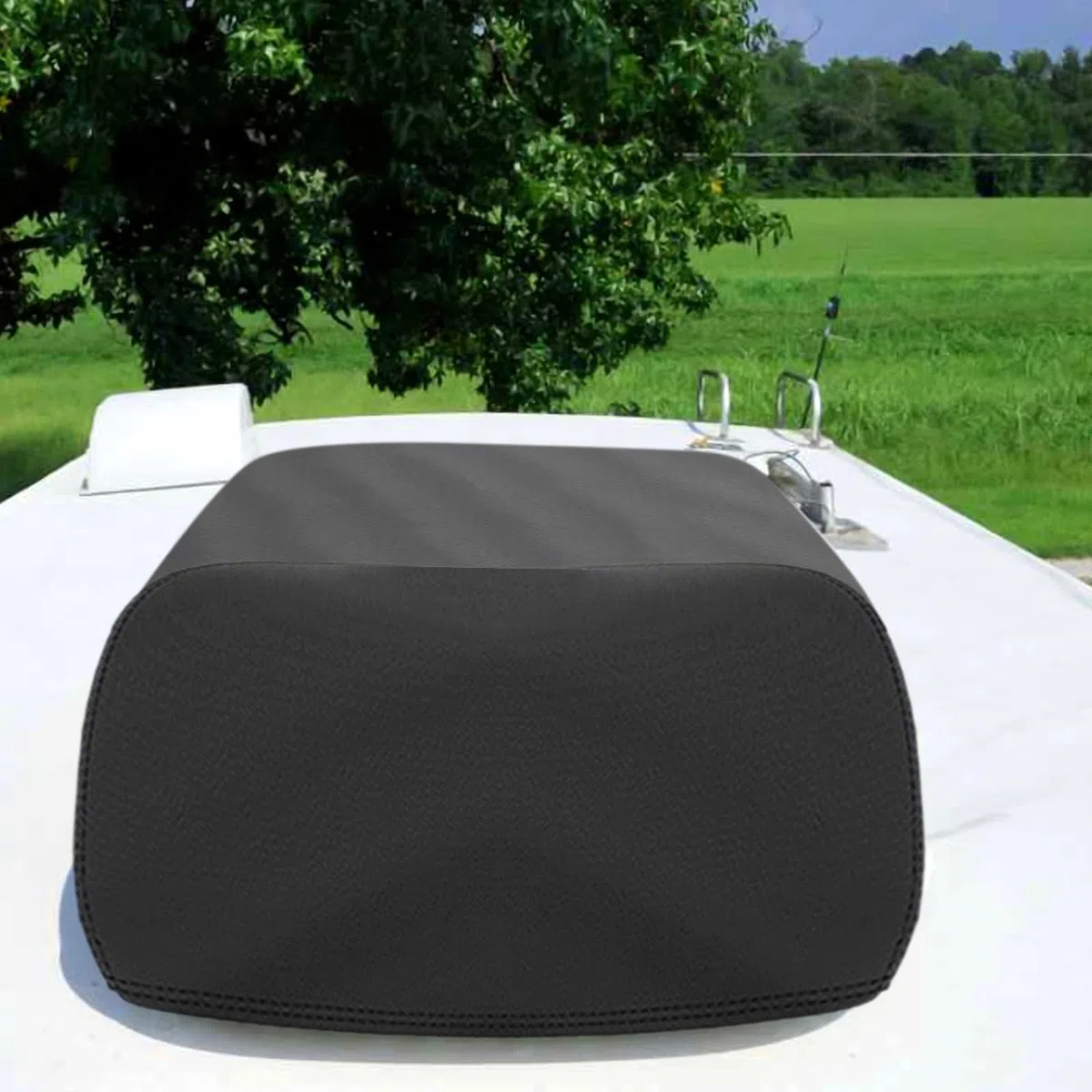 Funda de aire acondicionado para autocaravana, camión, tela Oxford 420D, protección resistente a la intemperie, protector de unidad de aire acondicionado para todas las estaciones con hebillas