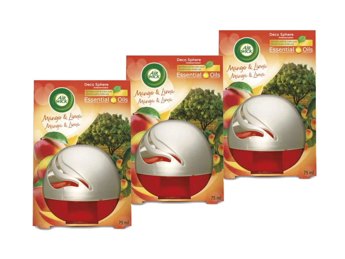 Air Wick Decosphere - ambientador decorativo, esencia para casa y coche con aroma a Mango y lima - 3 unidades