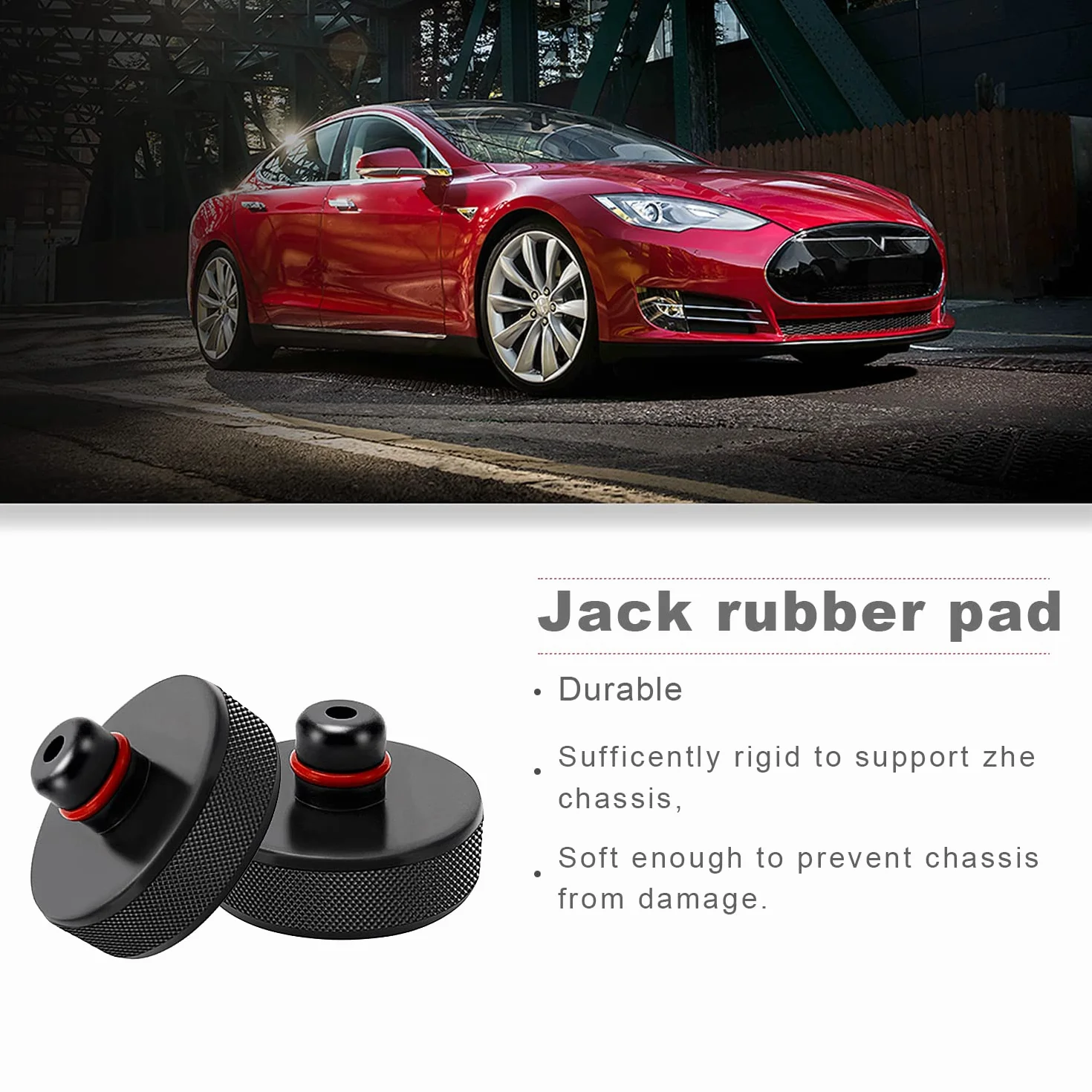 YIXISI 4 Piezas Almohadilla de Goma para Gato de Coche Compatible Con Tesla Model 3/Y/X/S, Jack Pads Con Bolsa de Almacenamiento, Bloque Protector