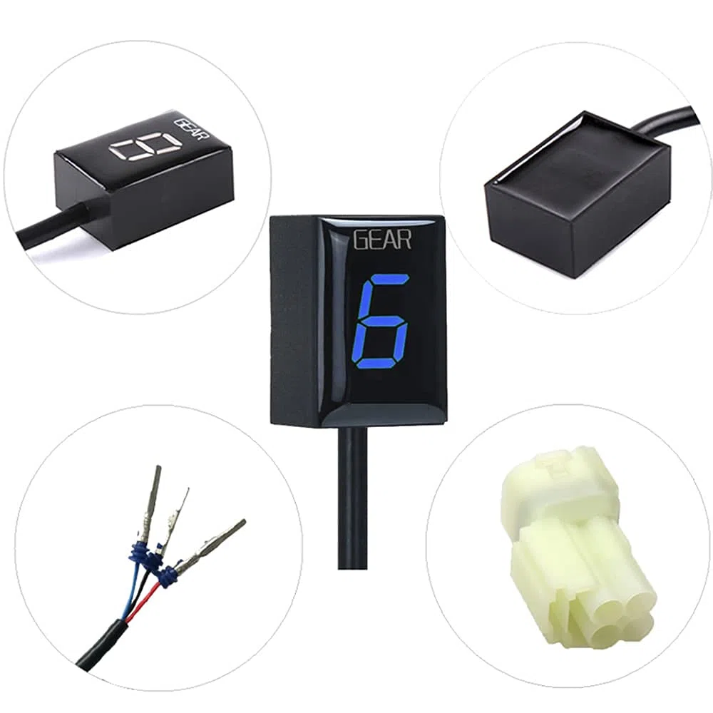 Indicador de engranaje de motocicleta para Honda CBR CB500X CB400SF CB650F CB1300 CBR600RR CB1000R Cb650r VFR800 Digital Meter Pantalla LED impermeable Plug and play (azul)