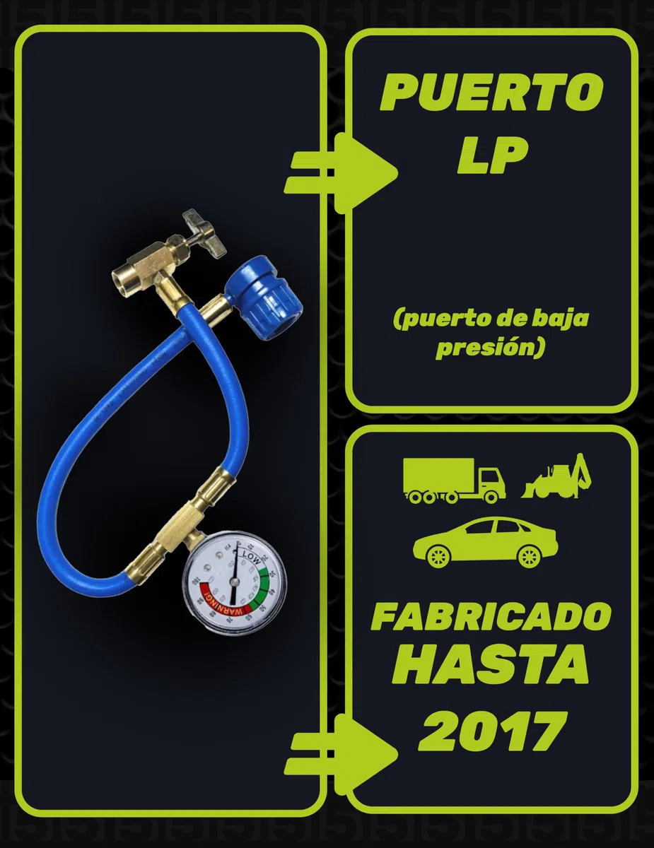 Manguera de presión con manómetro para autollenado del aire acondicionado del coche - Rosca tipo A 1/2-16