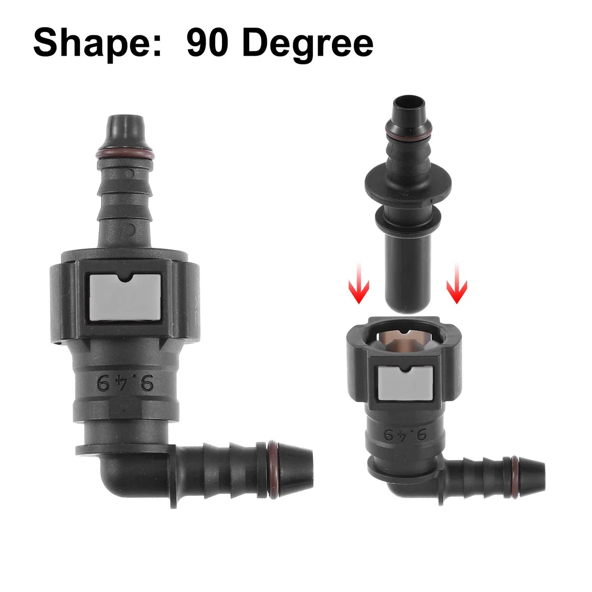 A ABSOPRO 9.49mm a 8mm 90 Grados Coche Combustible Manguera Rápida Liberación Conector 2 Juego