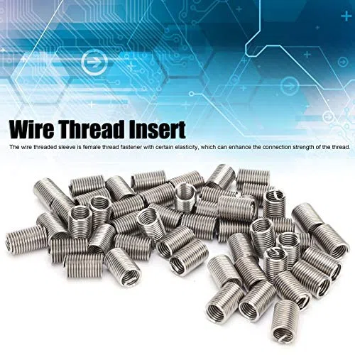 50 Uds. Kit de Manguito de Reparación de Roscas de Insertos de Hilo de Alambre M10 X 1,5 Tornillo de Tipo Helicoidal de Alambre en Espiral de Vaina de Acero para Reparaciones Automotrices(2.5D)