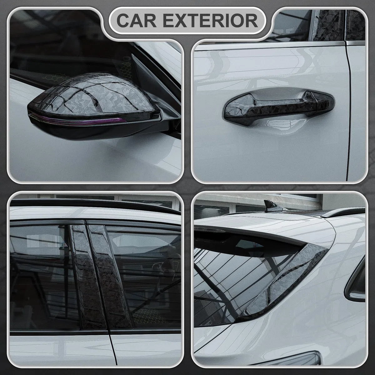 Arespark Vinilo para Coche Fibra de Carbono Forjada - 30x300cm Película Adhesiva Brillante con Canales de Aire, Vinilo de Pet Libre de Burbujas para Decoración Interior y Exterior, Negro Picado