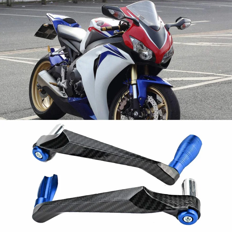 Protector de Manillar de Motocicleta, 7/8 Pulgadas 22 mm Universal CNC Aluminio Manillar Freno Embrague Palanca Protector de Mano para Moto Scooters Coches Eléctricos Bicicletas de Montaña (Azul)